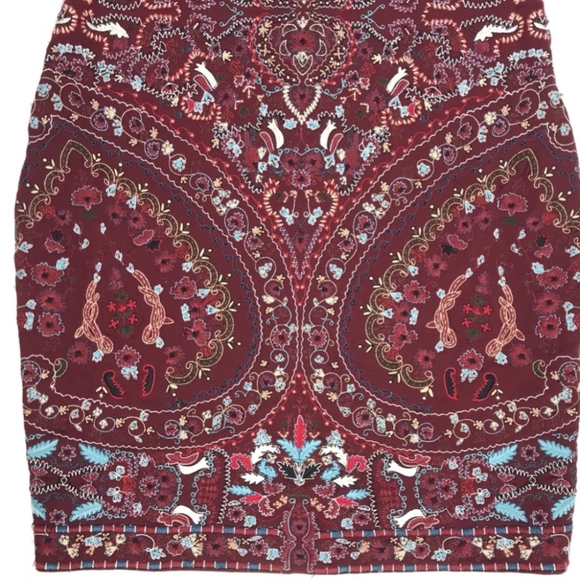 Beaded Paisley Embroidered Cocktail Dress Ornate Burgundy - Haute Hippie - Picture 10 of 12